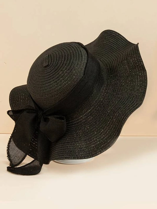 Black Straw Hat w/ Black Ribbon