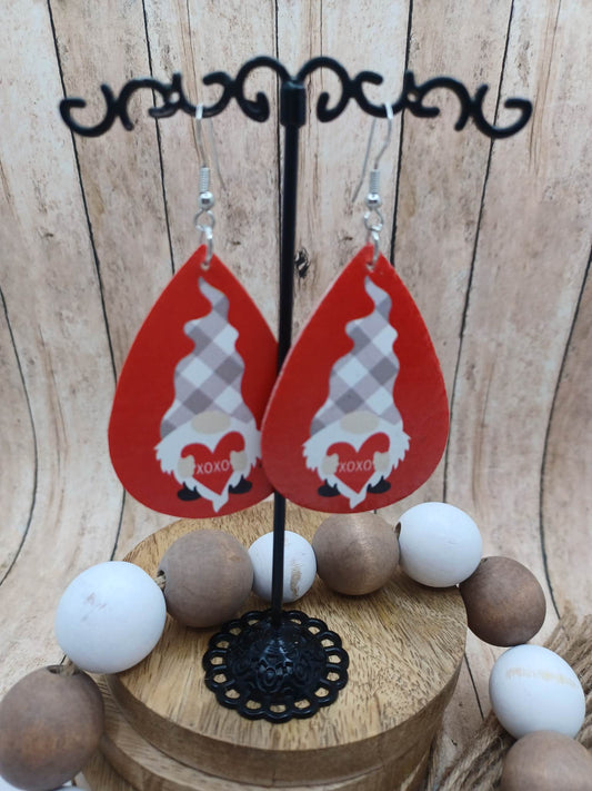 Red Gnome Holding XOXO Earrings