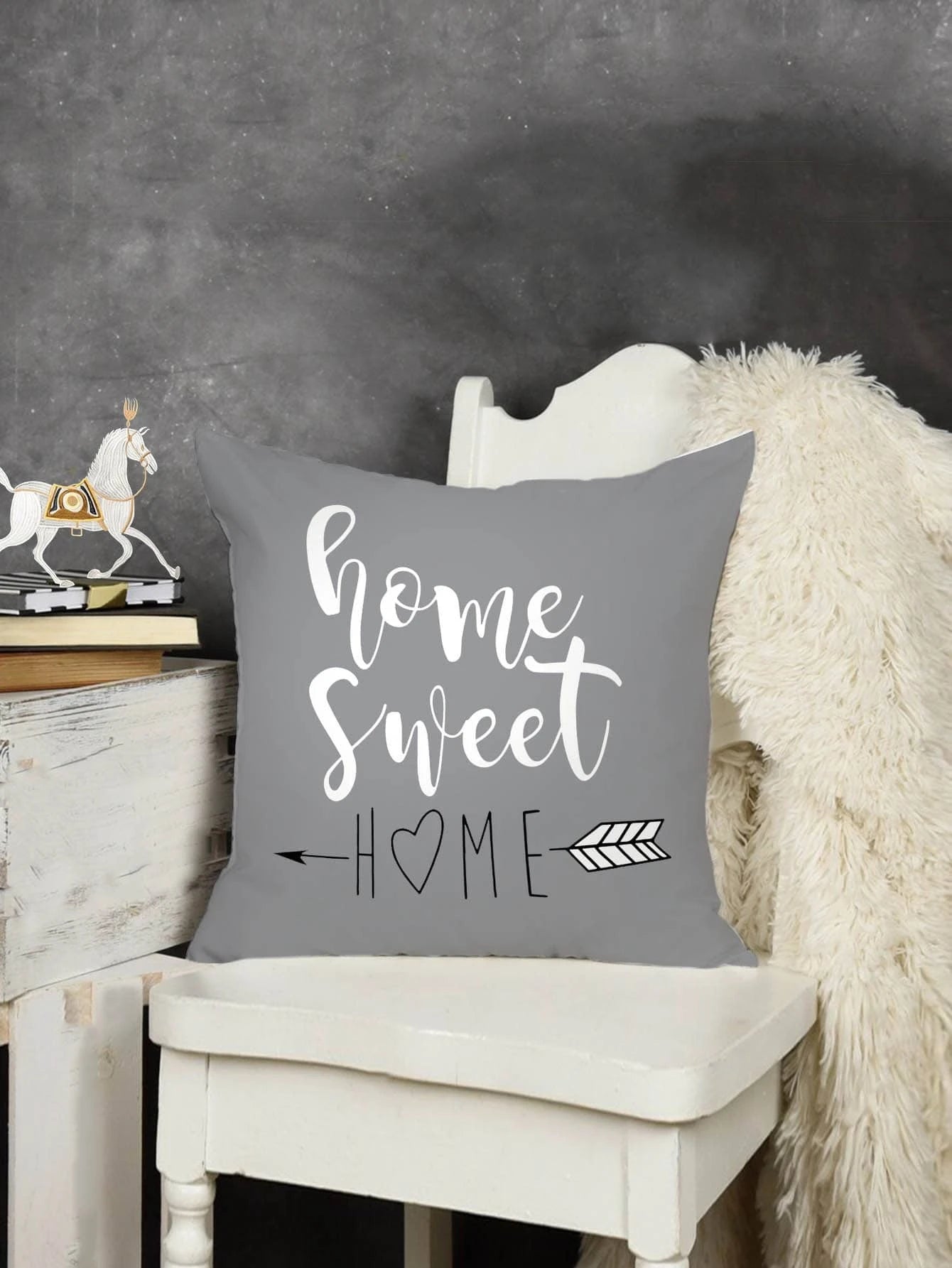 Grey Home Sweet Home Pillow Cover