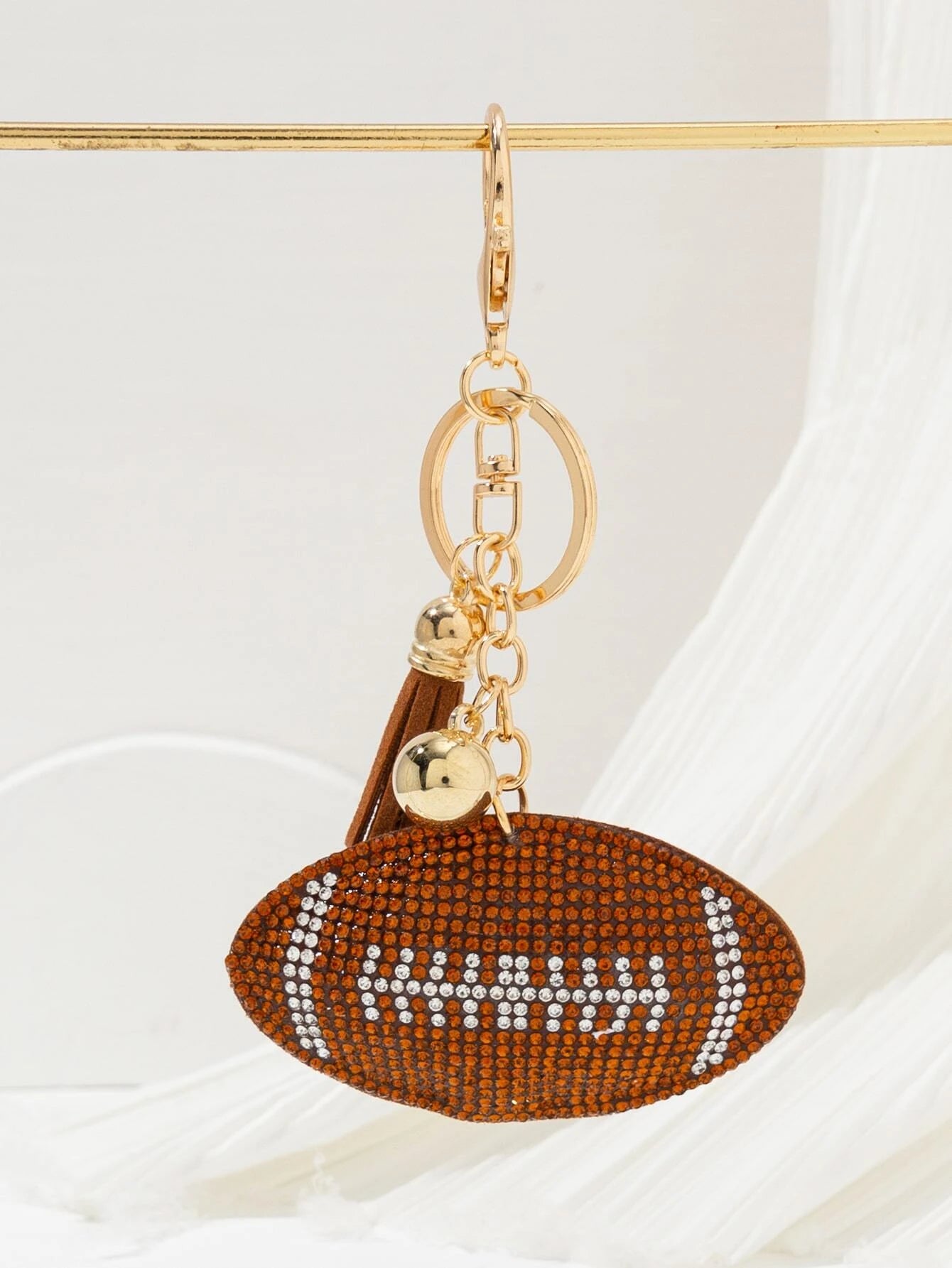 Rhinestone Football Keychain
