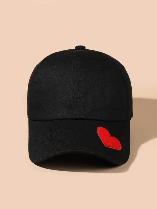 Black Hat w/ Embroidered Red Heart