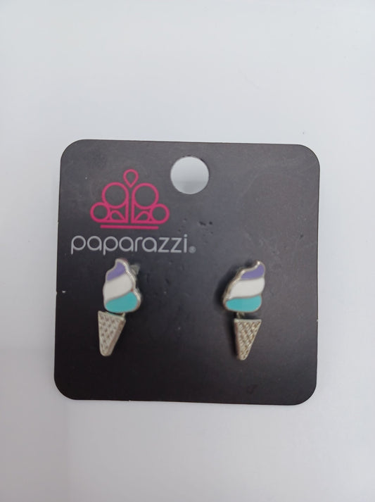 Purple, White, & Blue Ice Cream Earrings