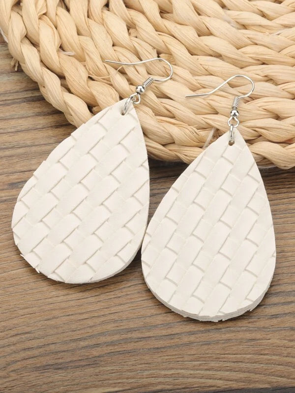 Basket Weave Leather Style Earrings