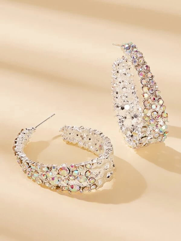 Mermaid Rhinestone J Style Hoops