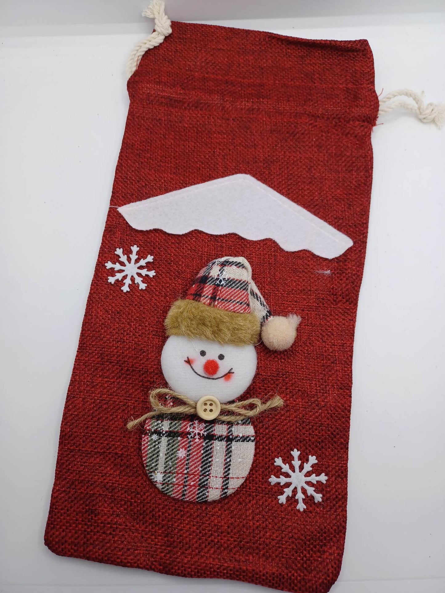 Red Snowman Wine Bottle Decorative Item