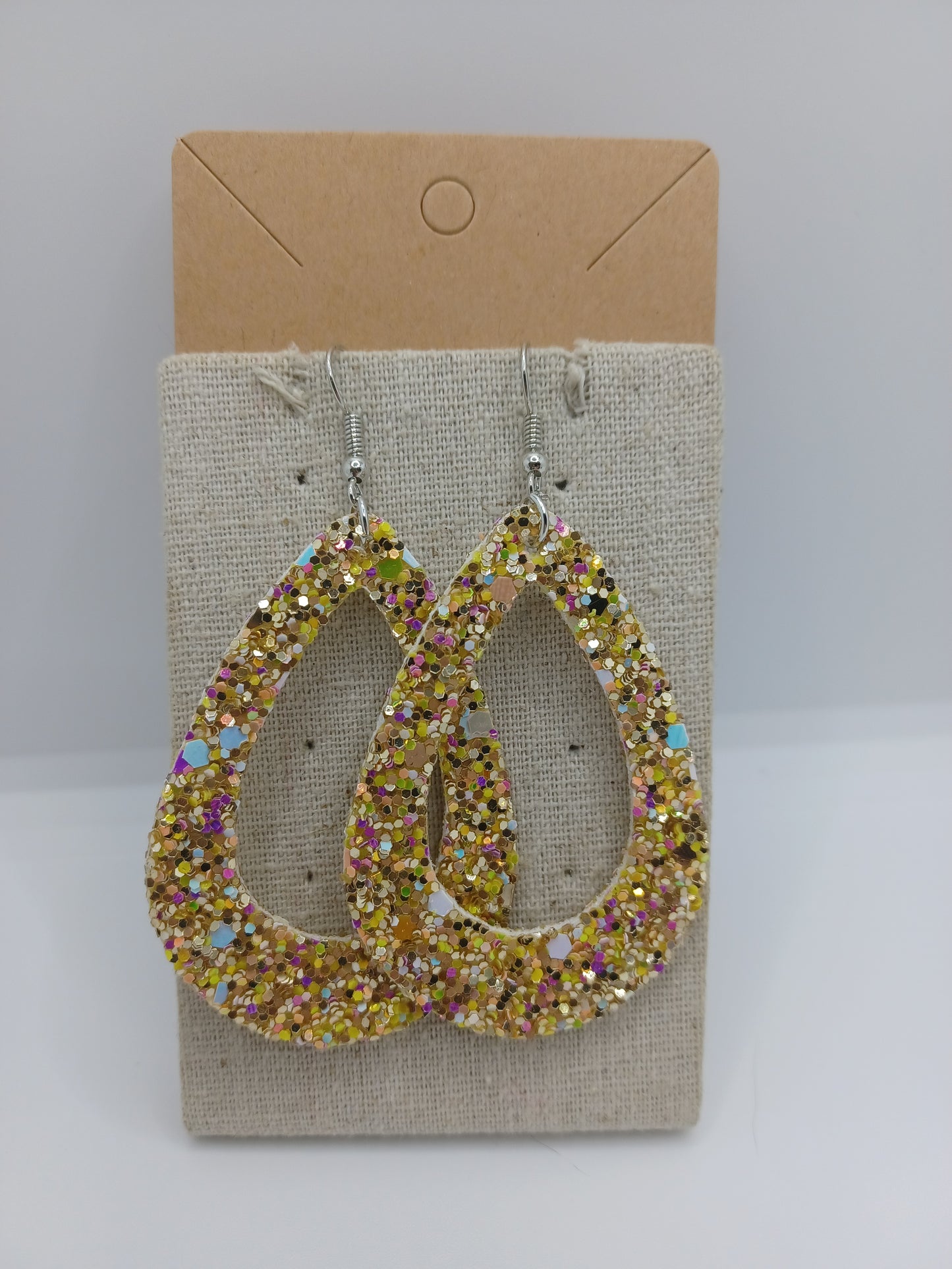 Gold w/ Multicolored Glitter Earrings