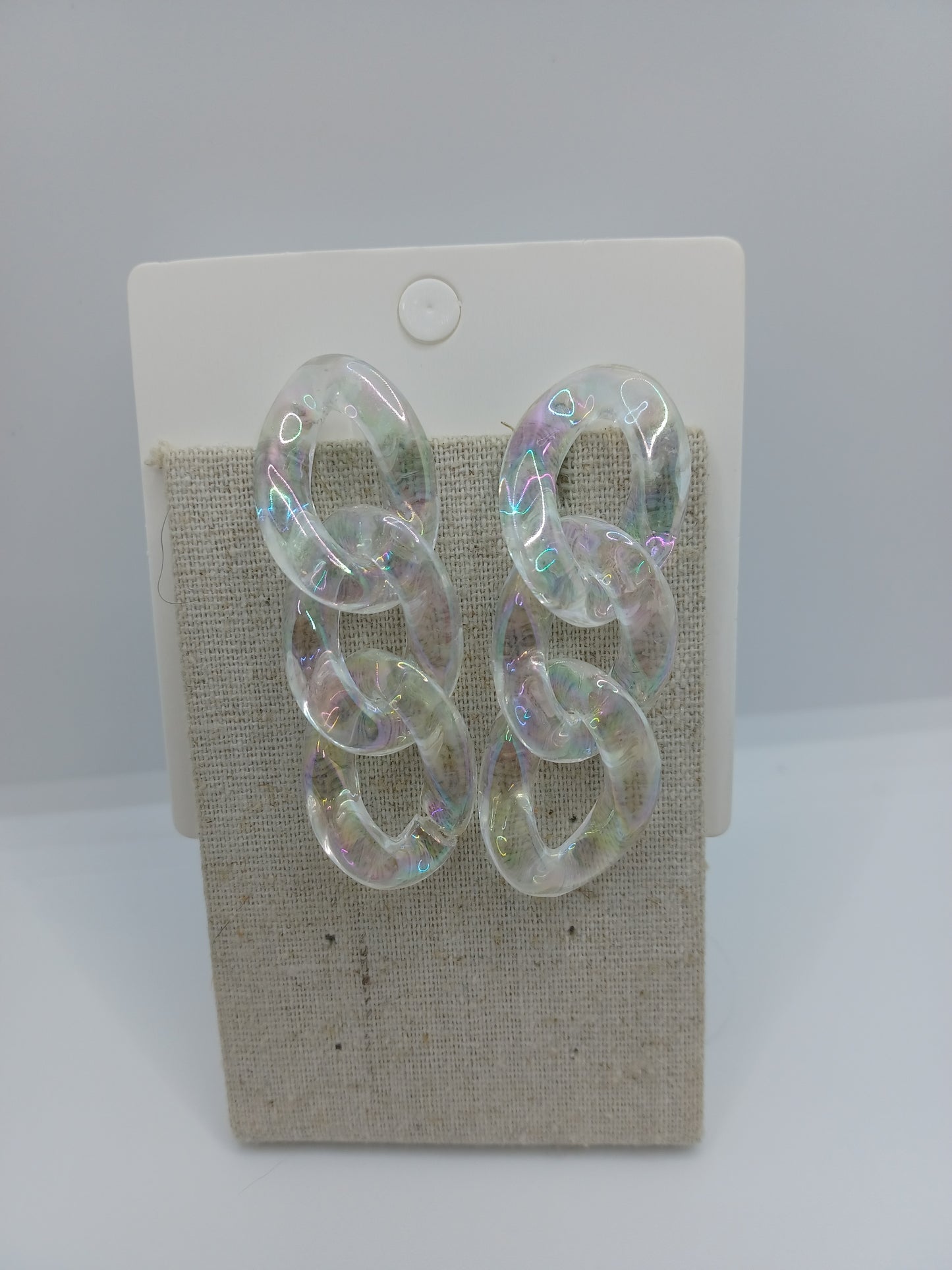 Iridescent Acrylic Chain Style Post Earrings
