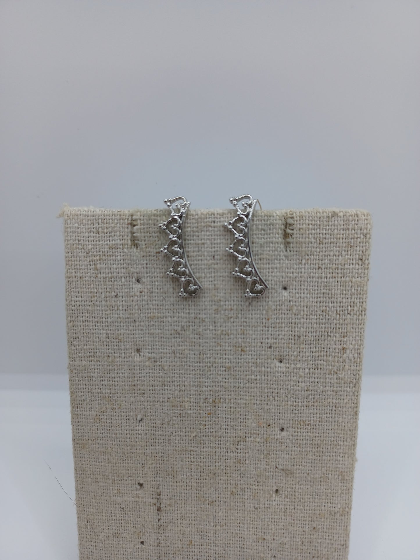 Silver Heart Ear Crawler Earrings