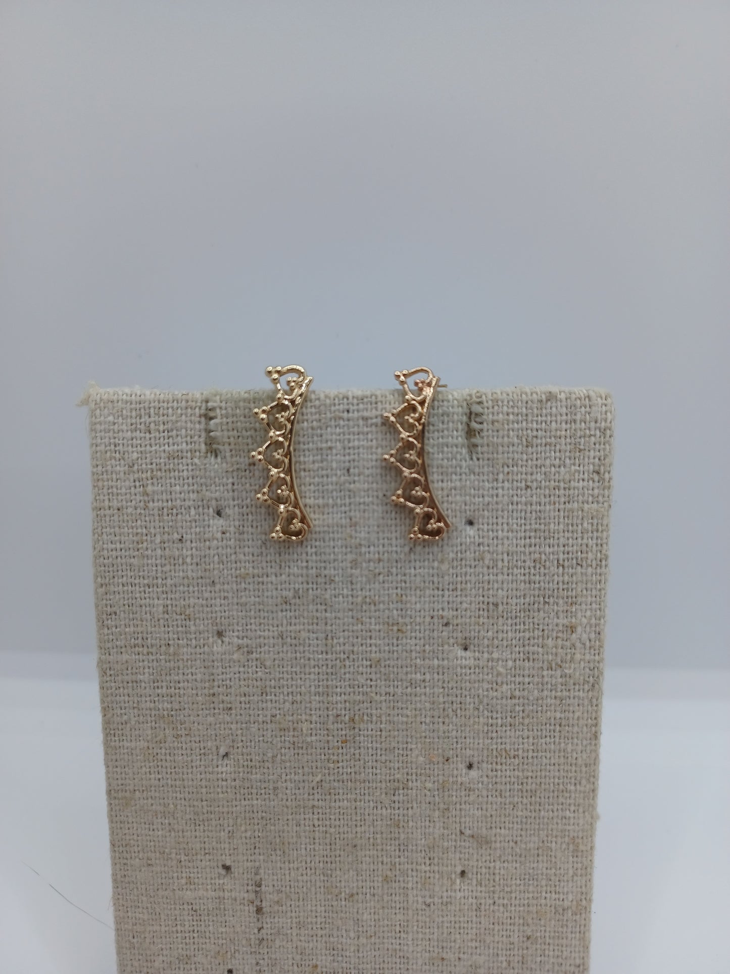 Gold Heart Ear Crawler Earrings
