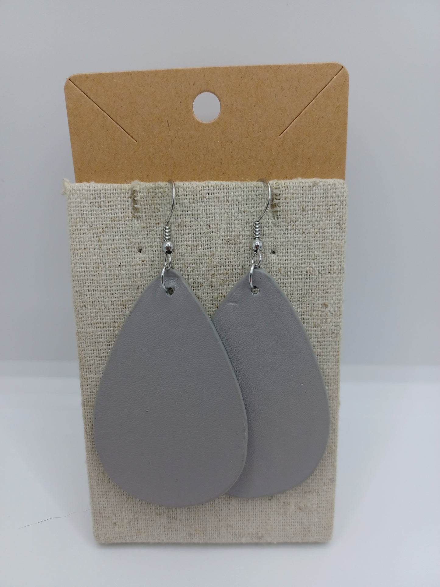 Grey Leather Style Earrings