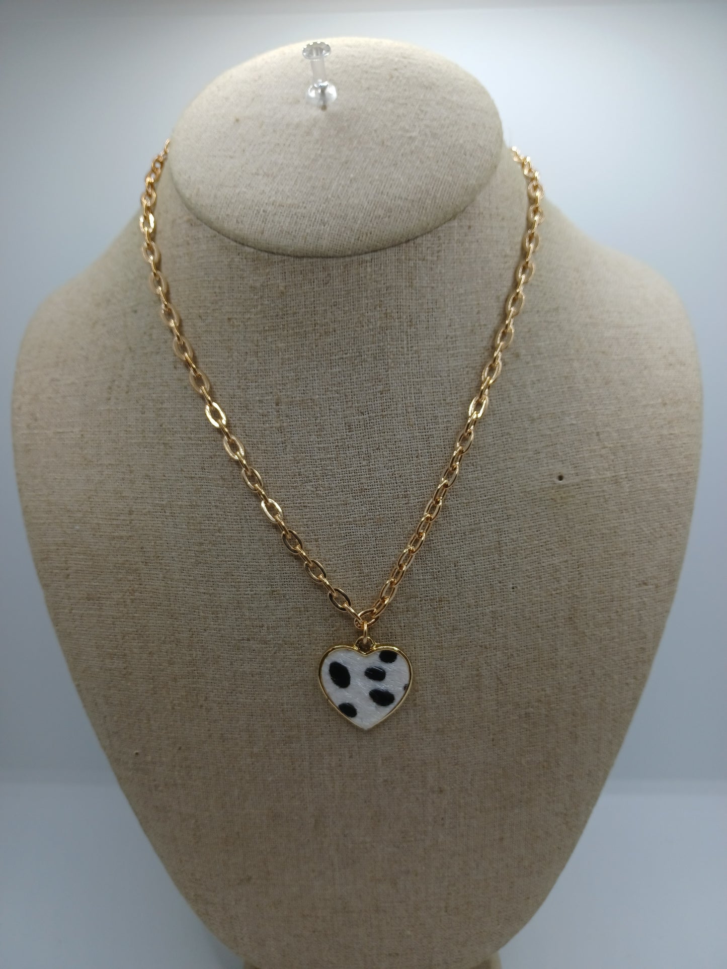Cow Print Heart Necklace