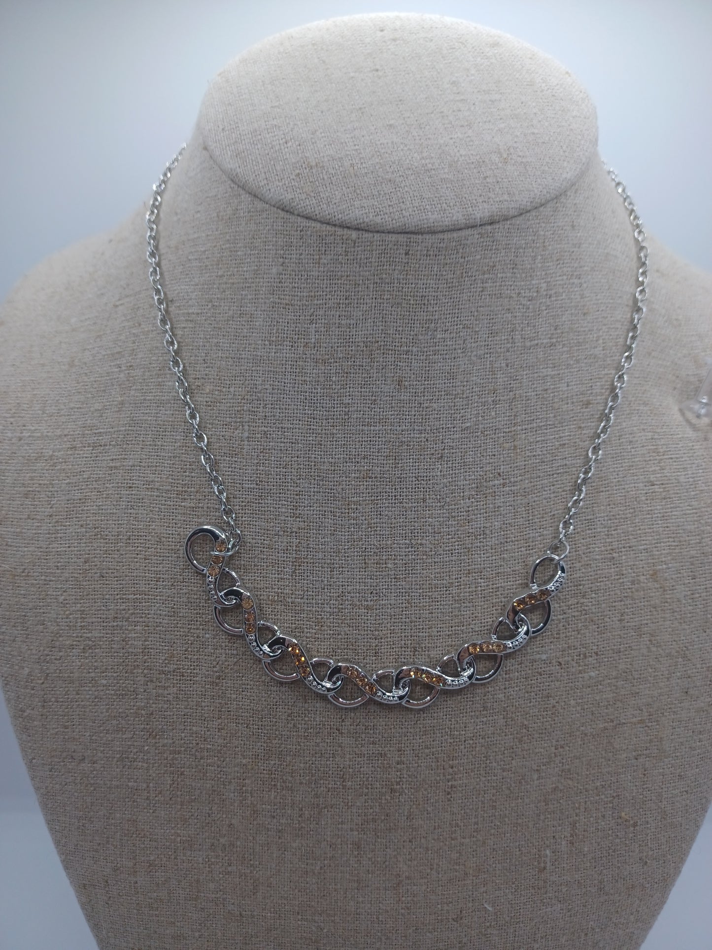 Brown Rhinestone Filigree Necklace