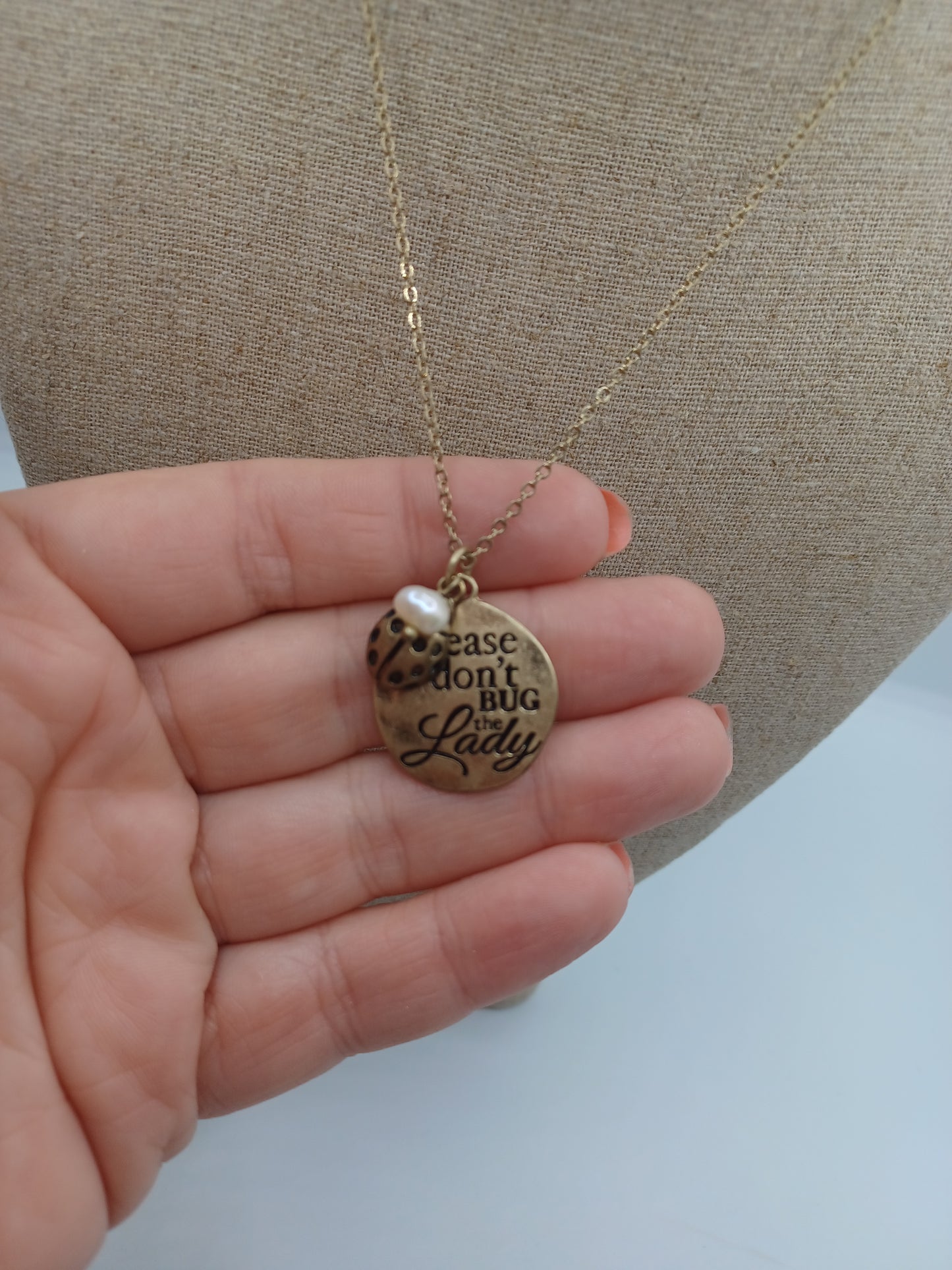 Gold Please Don't Bug the Lady Necklace