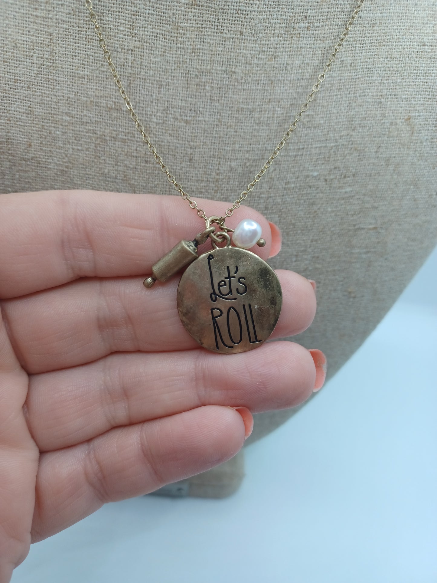 Gold "Let's Roll" Necklace