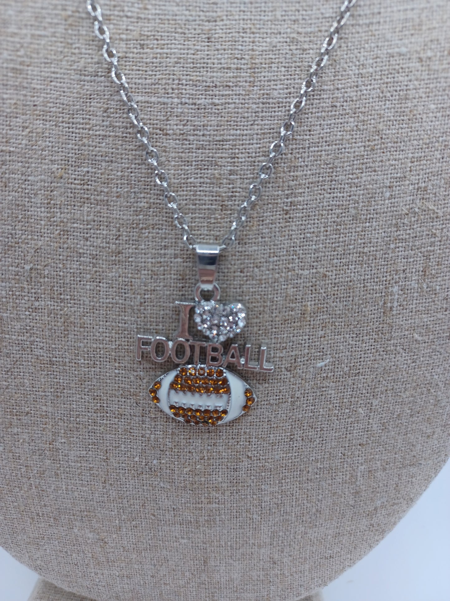 I <3 Football Necklace - White Heart