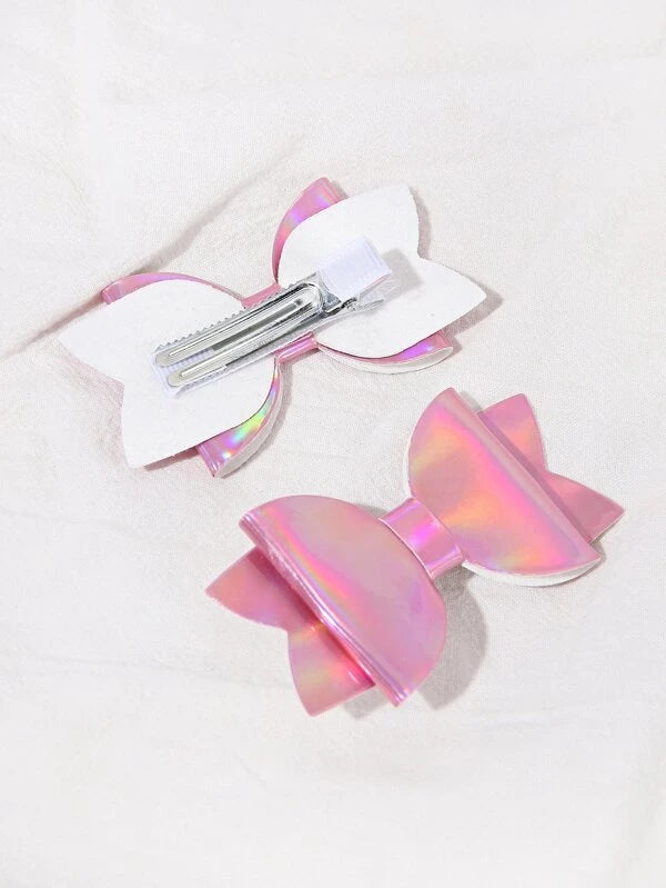 Pink Holographic Hair Clip Set