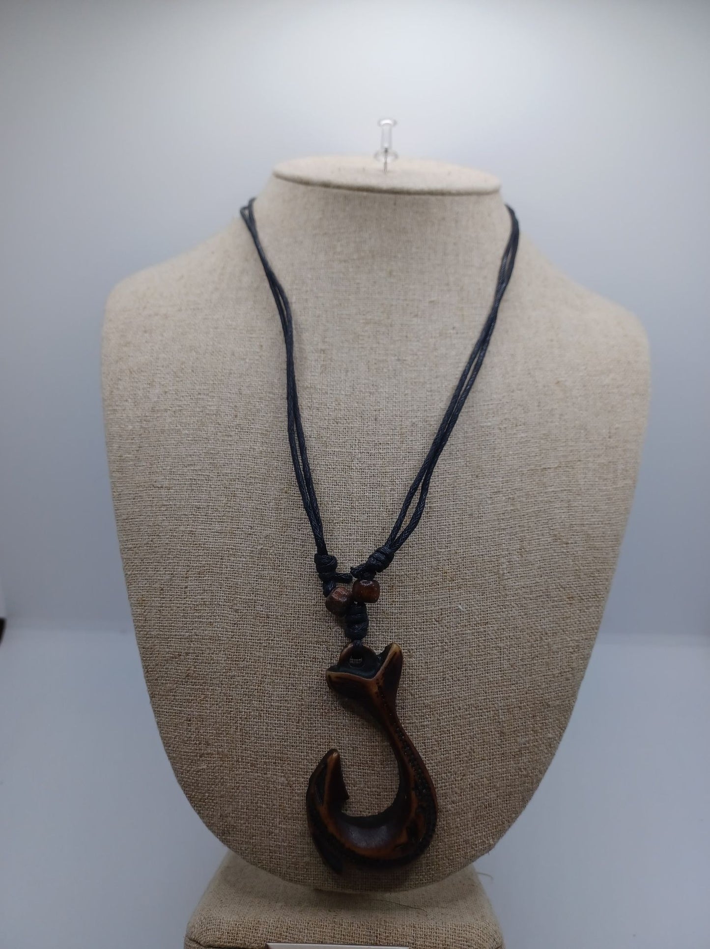 Hawaiian Inspired Fish Hook Necklace - Brown