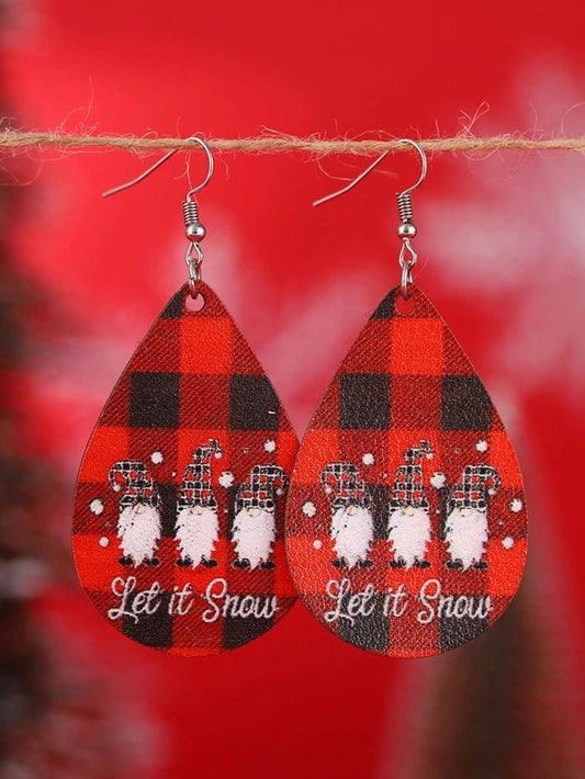 Buffalo Plaid Let it Snow Gnome Earrings