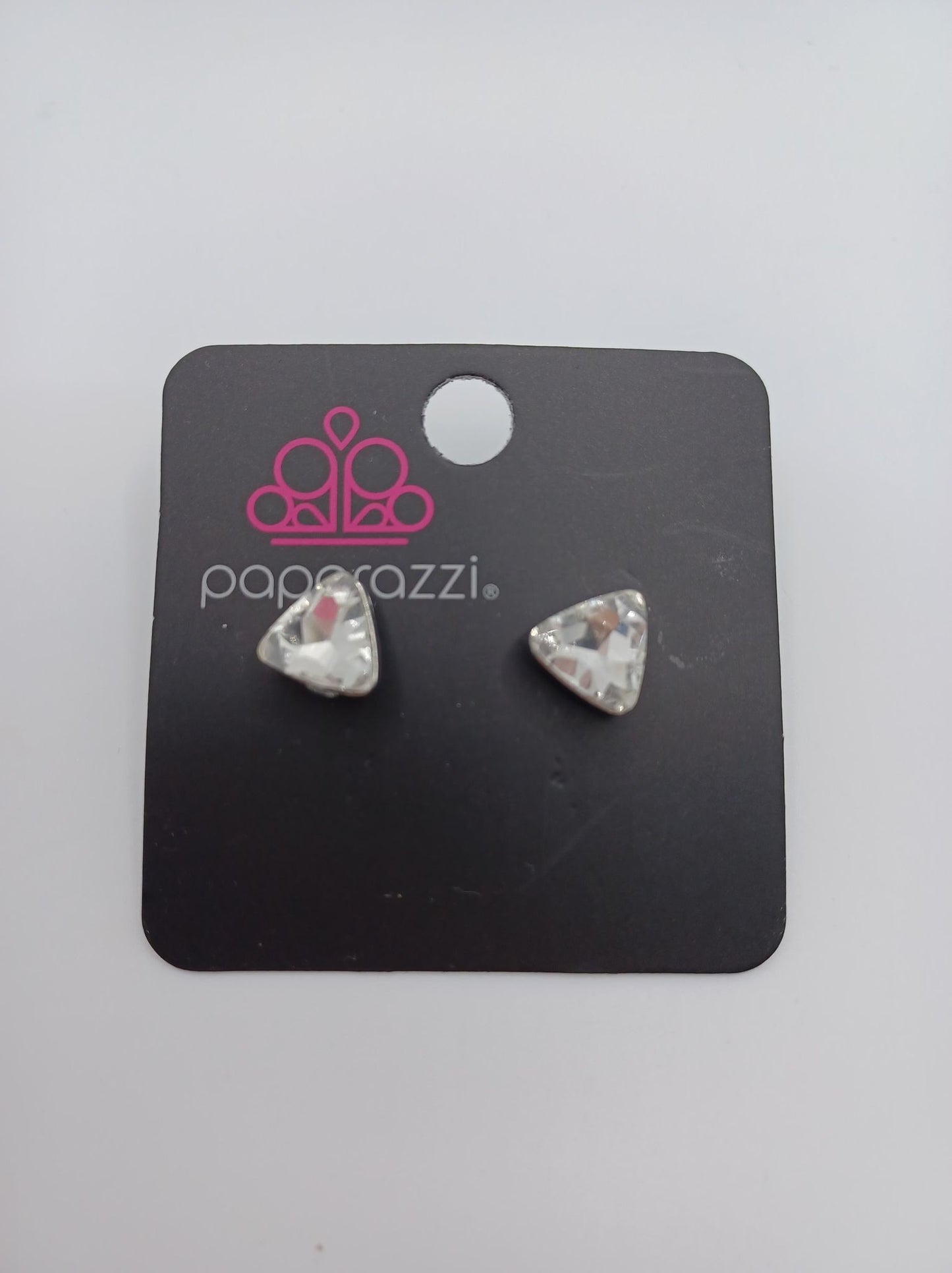 Silver Rhinestone Triangle Shaped Earrings