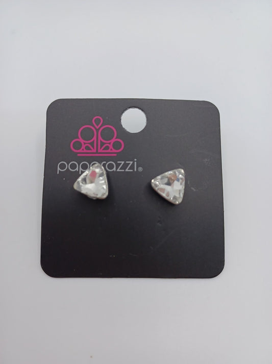Silver Rhinestone Triangle Shaped Earrings