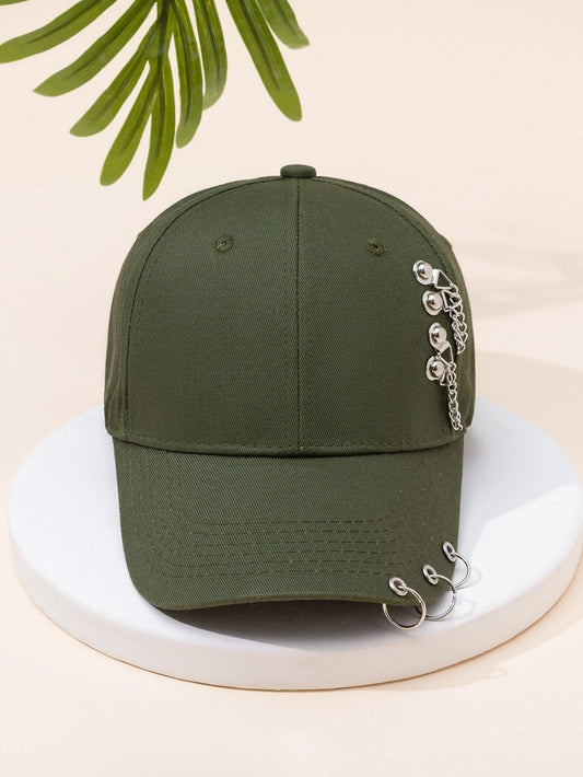 Olive Hat w/ Silver Embellishments
