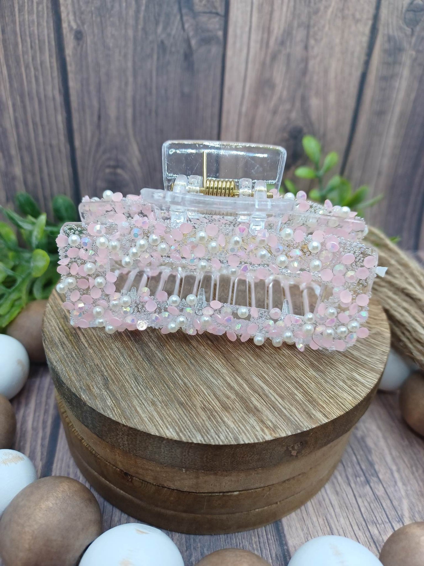 Bedazzled Light Pink Jaw Clip