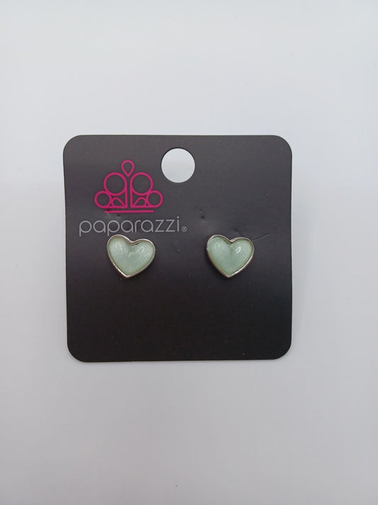 Green Acrylic Heart Earrings