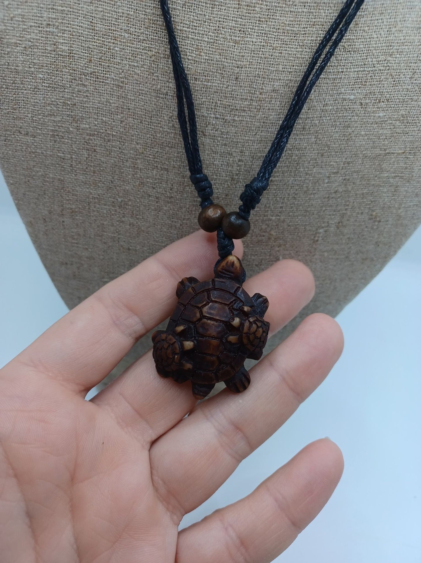 Wooden Turtle Necklace - Brown