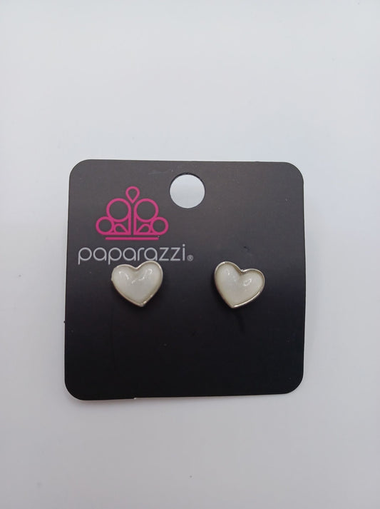 White Acrylic Heart Earrings