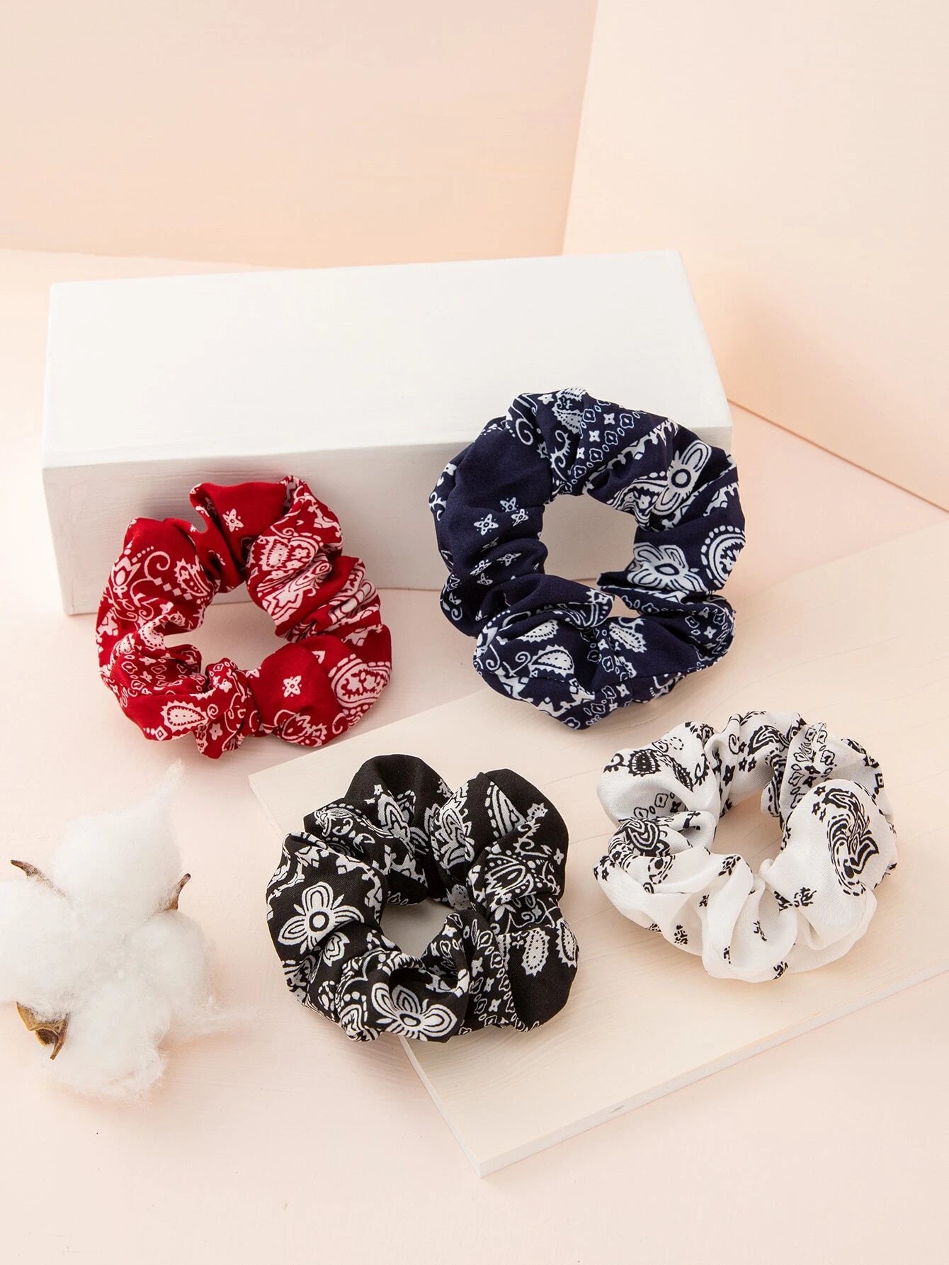 Bandana/Paisley Print Scrunchie Set