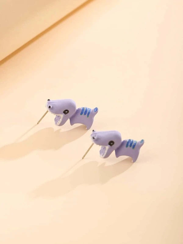 Purple Dinosaur Earrings