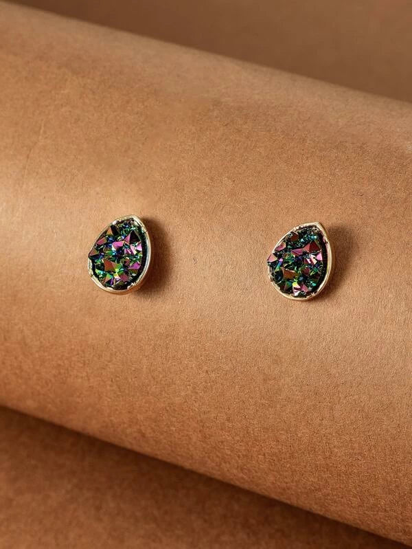 Oil Spill Druzy Earrings