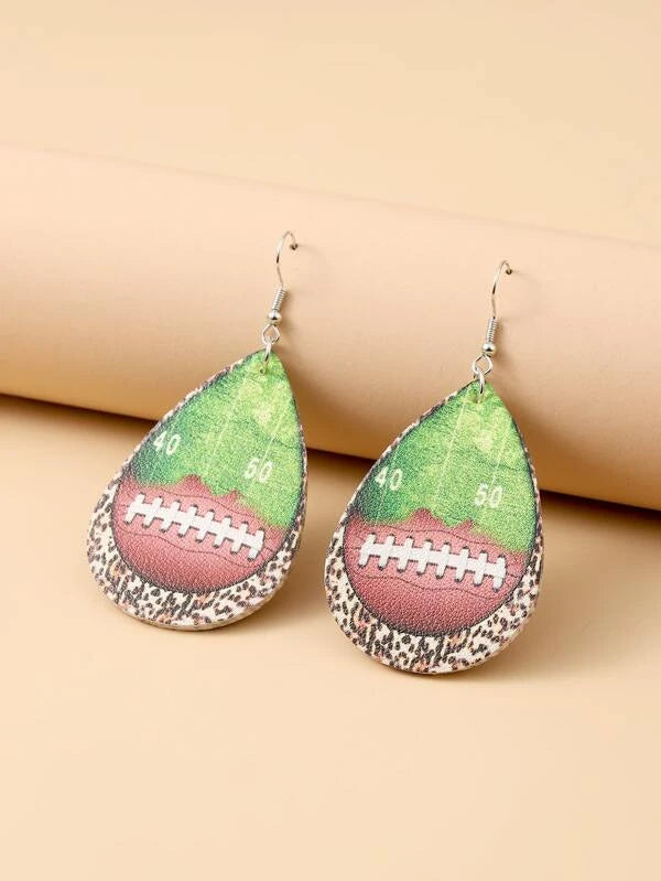 Football Field Leather Style Earrings