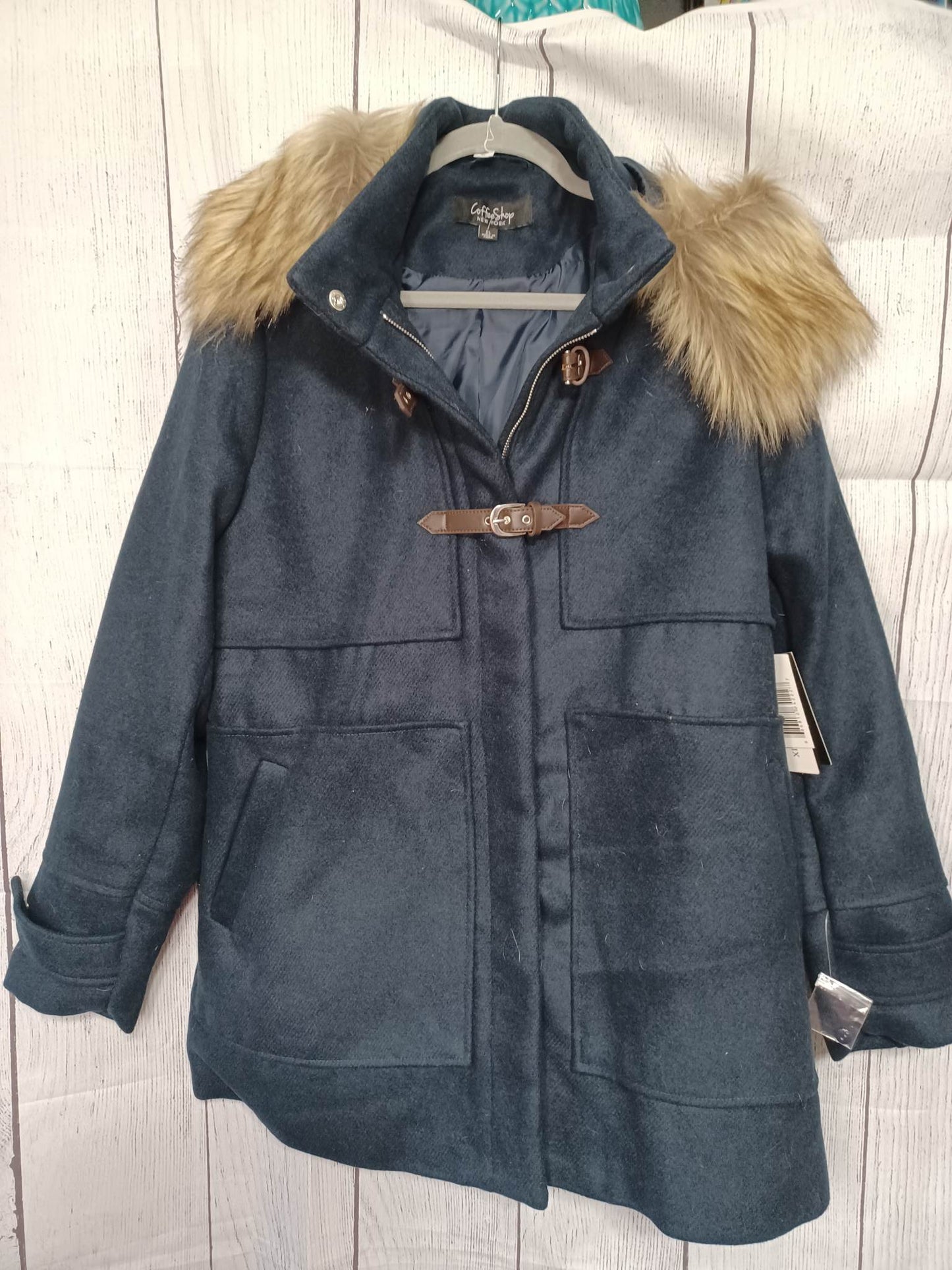 Coffee Shop Coat w/ Faux Fur Lined Hood