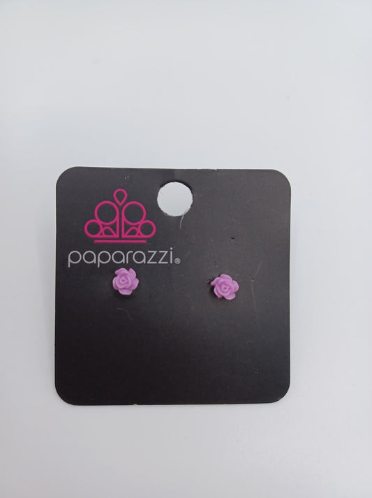 Dainty Purple Rose Earrings