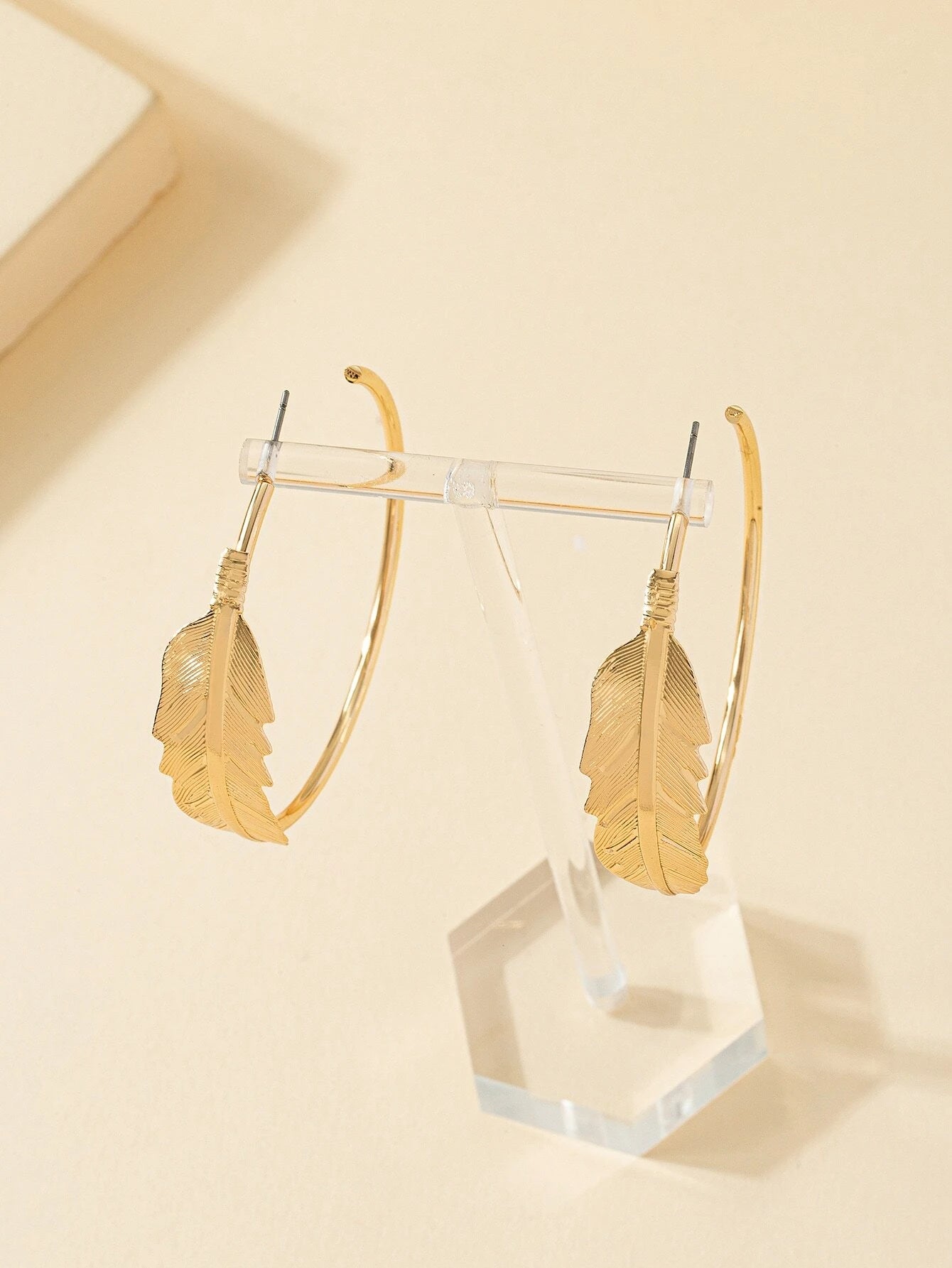 Gold Leaf Style Hoop Earrings