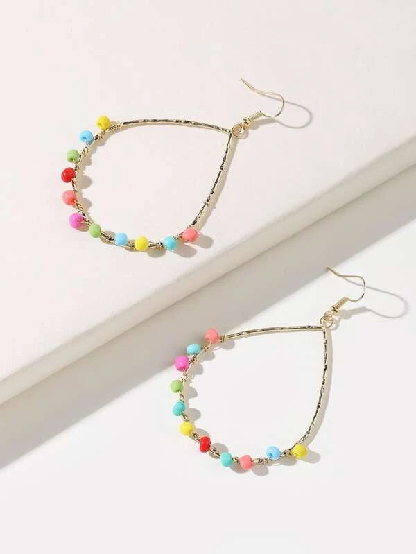 Gold Teardrop Earrings w/ Seabead Accents