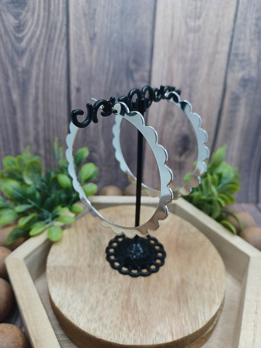 Silver Scalloped Edged Earrings