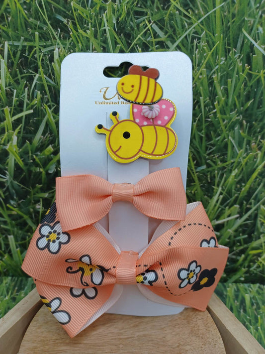 Orange 3 Piece Bee Hair Accessory Set