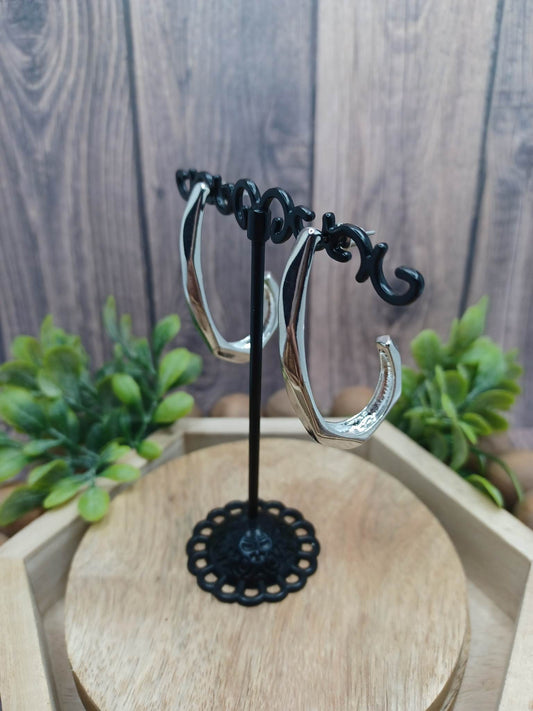 Silver Dainty J Style Earrings