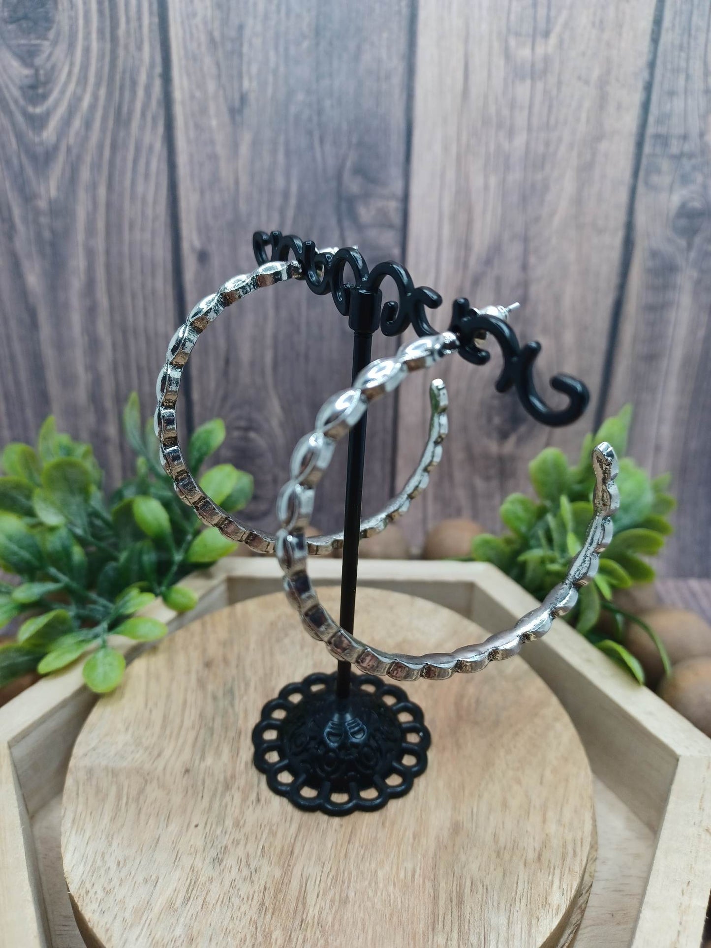 Silver Textured Earrings