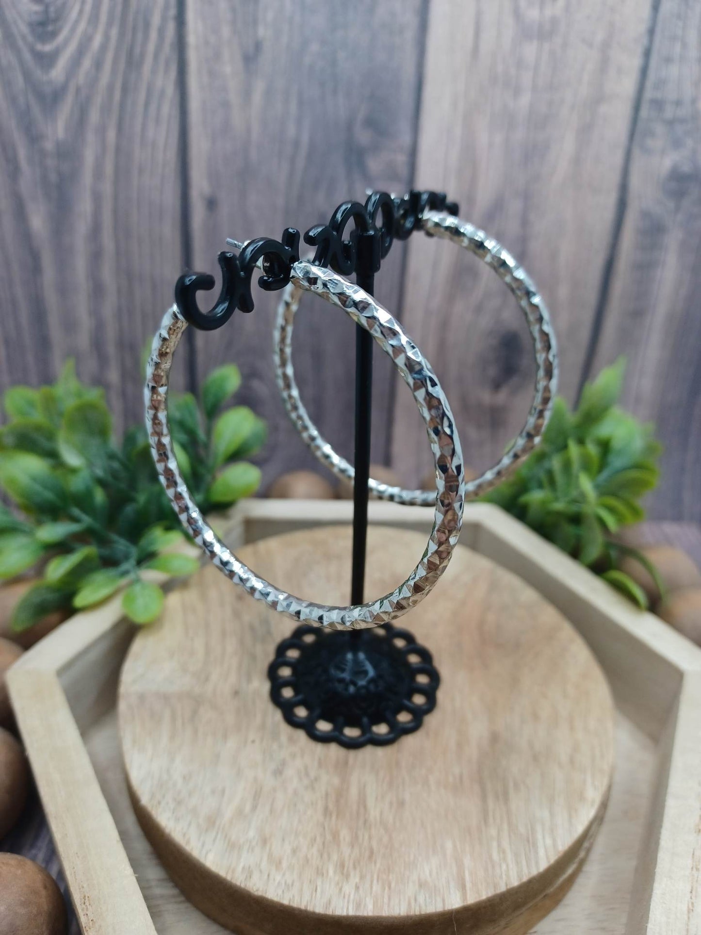 Silver Textured Earrings
