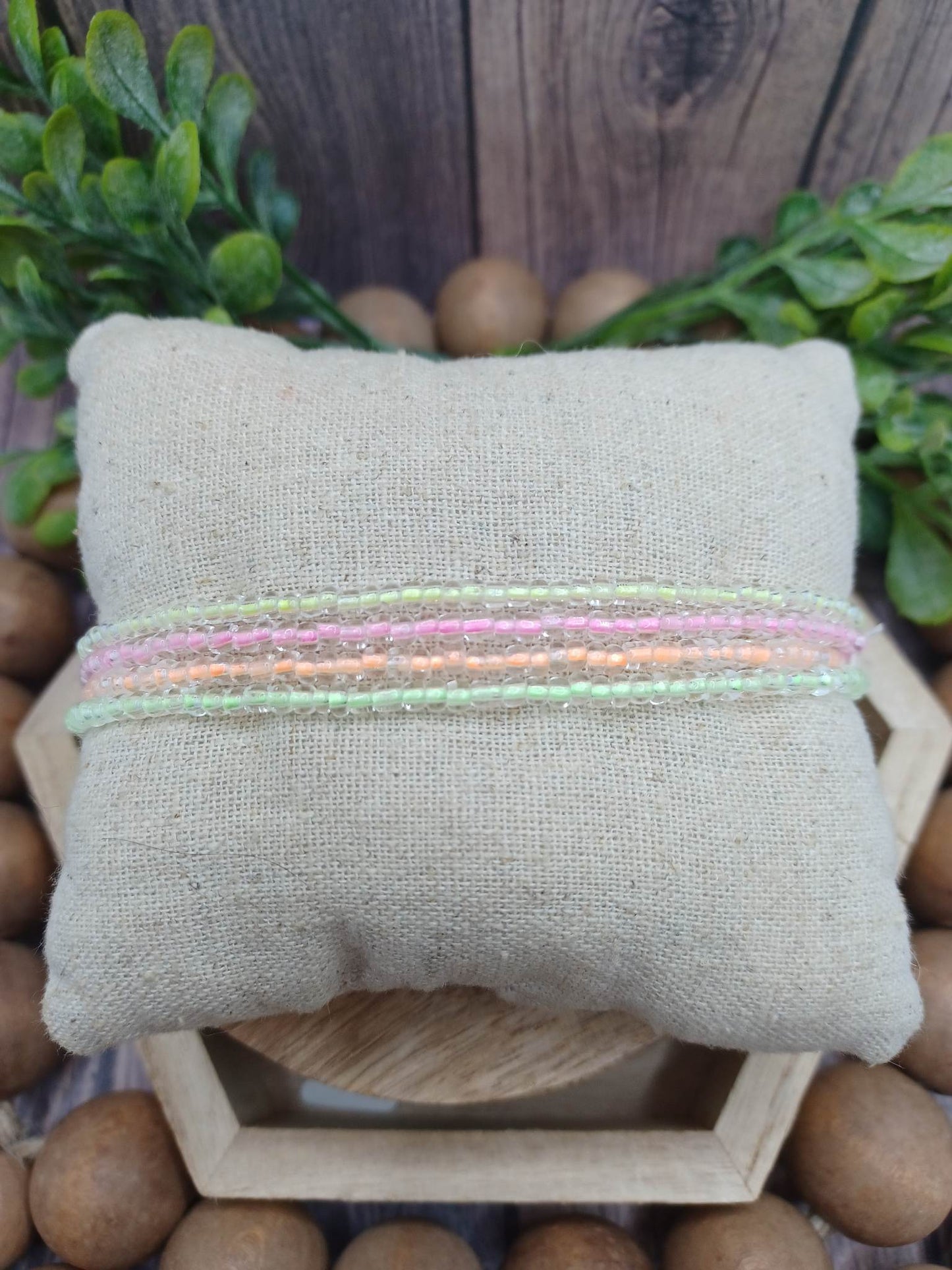 NEON Glow in the Dark Green, Orange, Yellow, & Pink Stretch Anklet Set