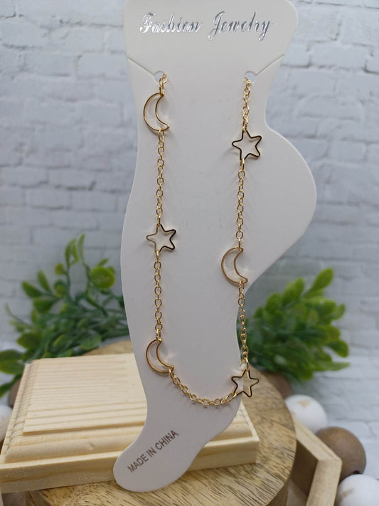 Gold Anklet w/ Stars & Moons