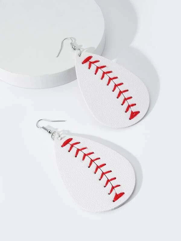 Baseball Leather Stitched Earrings