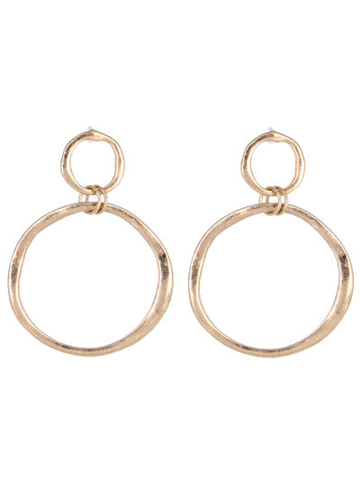 Gold Textured Circular Earrings