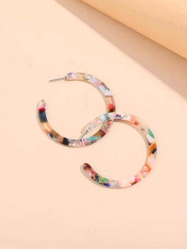 Mulitcolored Acrylic Hoop Style Earrings