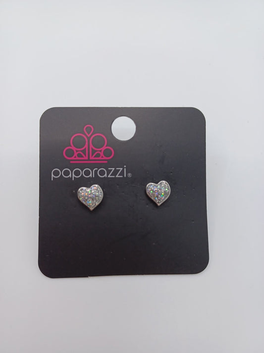 Silver Glitter Heart Earrings