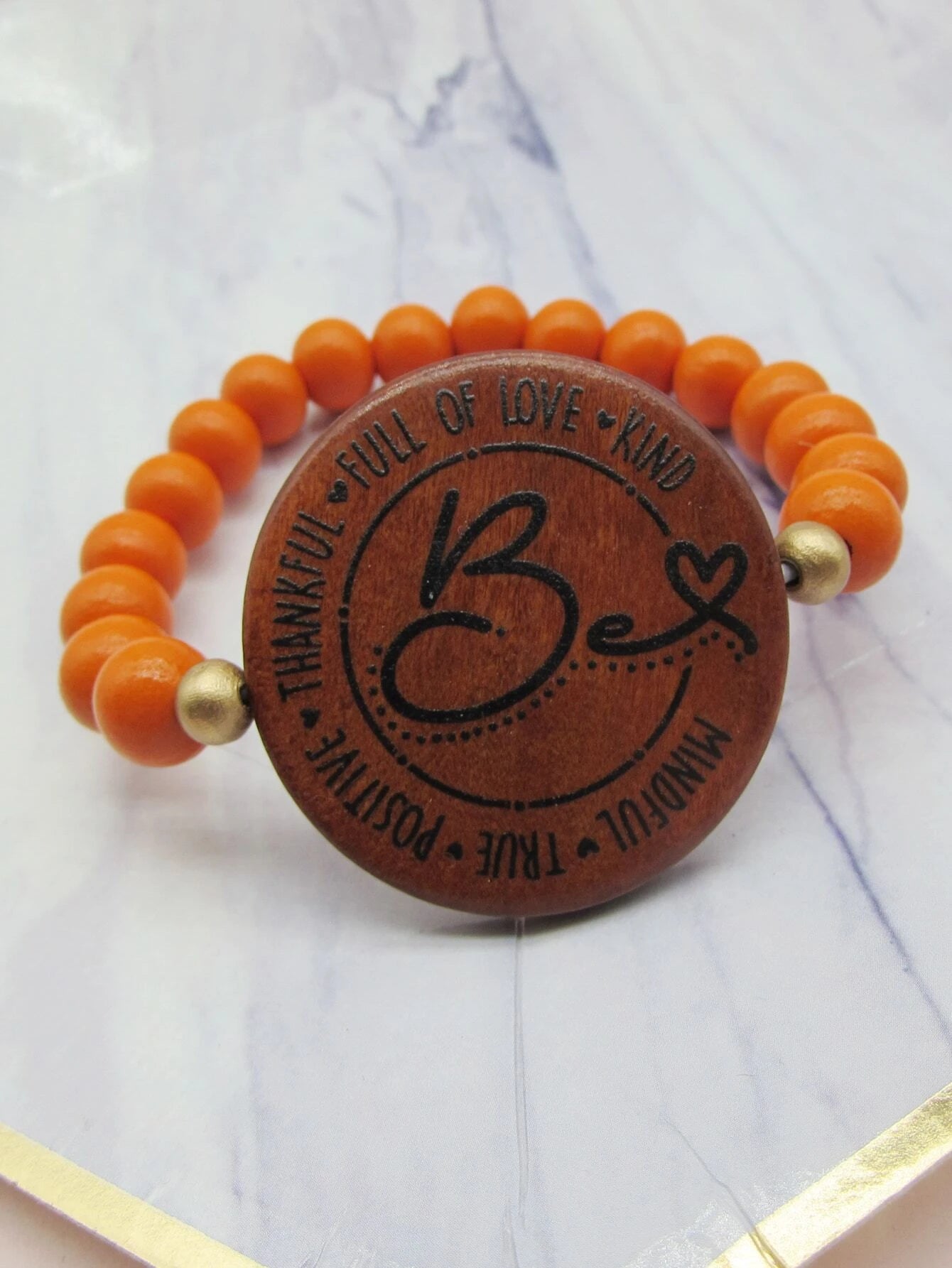 "Be <3" Orange Inspirational Stretch Bracelet