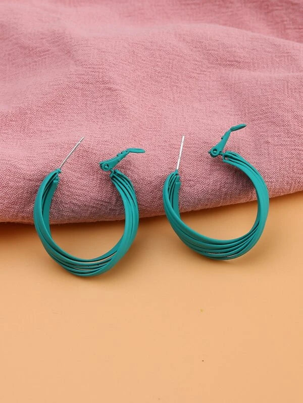 Twisted Teal Hoop Earrings